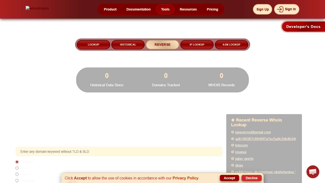 Whois Reverse Search - WhoisFreaks